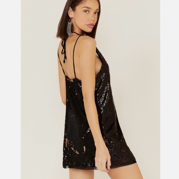 Free People Black Sequin Mini Dress - Picture 2 of 5